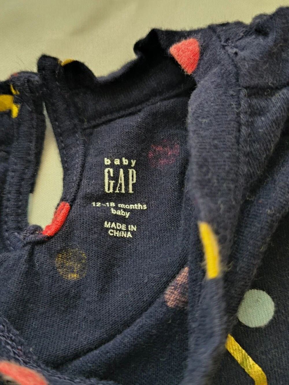 Baby GAP Navy Polka Dot Baby One-Piece Button Up Legs 12-18 Mos
